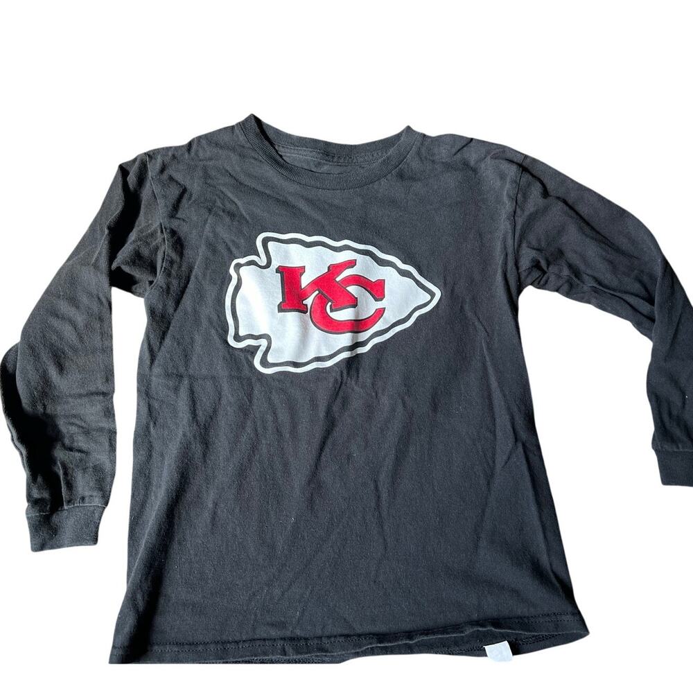 Youth NFL Kansas City Chiefs Long Sleeve Tee, 10/12, Black, Football, Cotton, KC